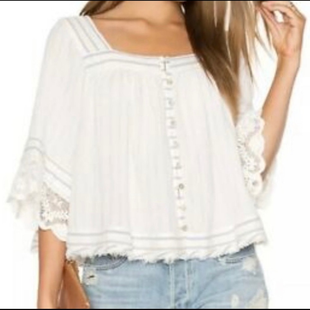 Free People White Peasant Top
